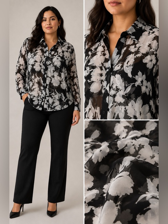Lane Bryant Tops - NEW Lane Bryant Silhouette Floral Button Down Shirt Top Sz 22/24
